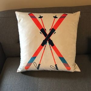 POD Velvety Soft Ski and Poles Pillow Cream Orange